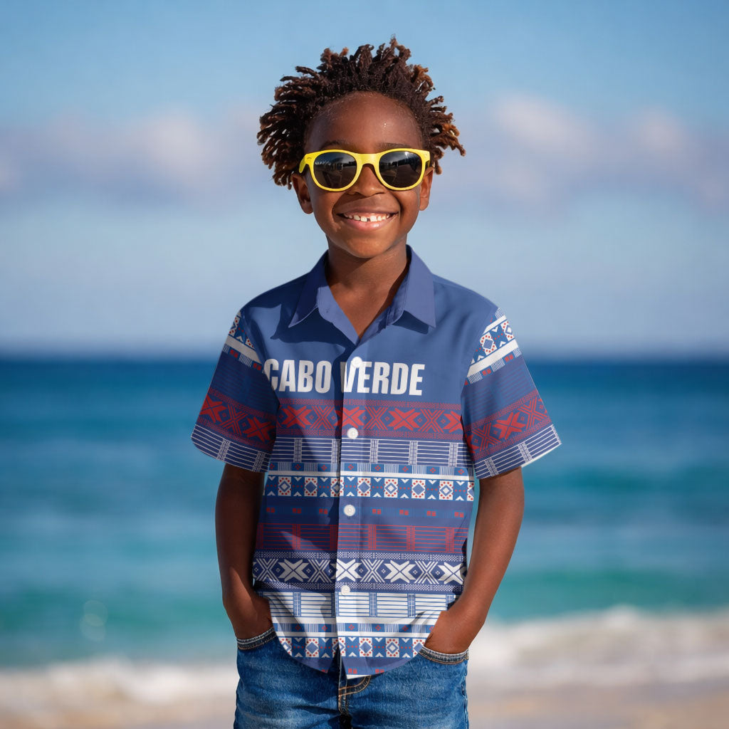 Pano De Terra Motifs Cabo Verde Kid Hawaiian Shirt Flag Color