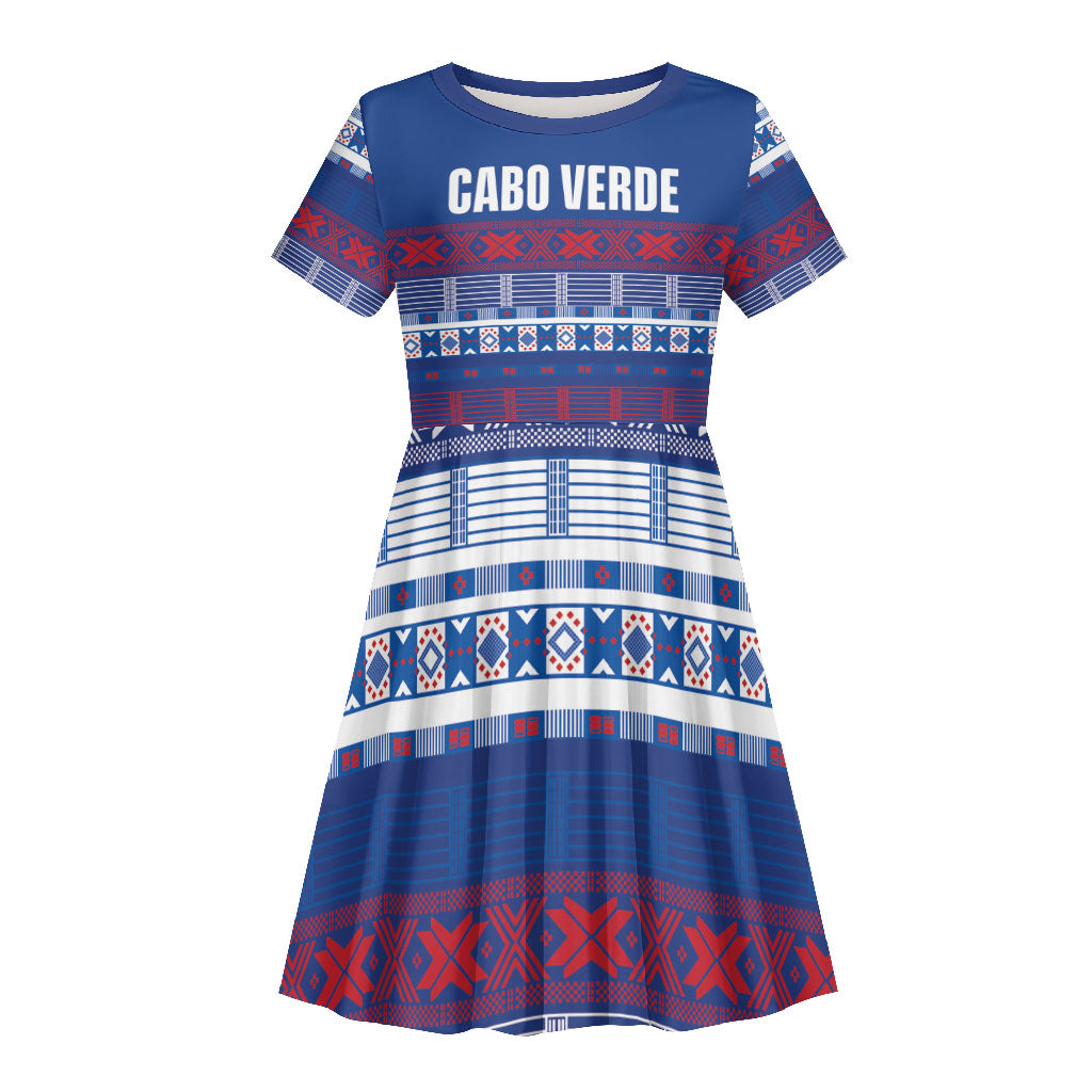 Pano De Terra Motifs Cabo Verde Kid Short Sleeve Dress Flag Color