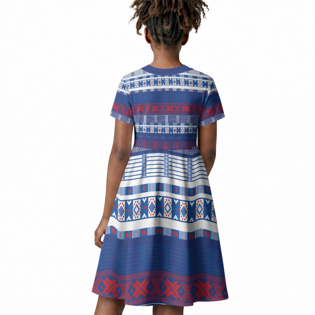 Pano De Terra Motifs Cabo Verde Kid Short Sleeve Dress Flag Color