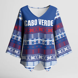Pano De Terra Motifs Cabo Verde Kimono Sleeve Blouse Flag Color