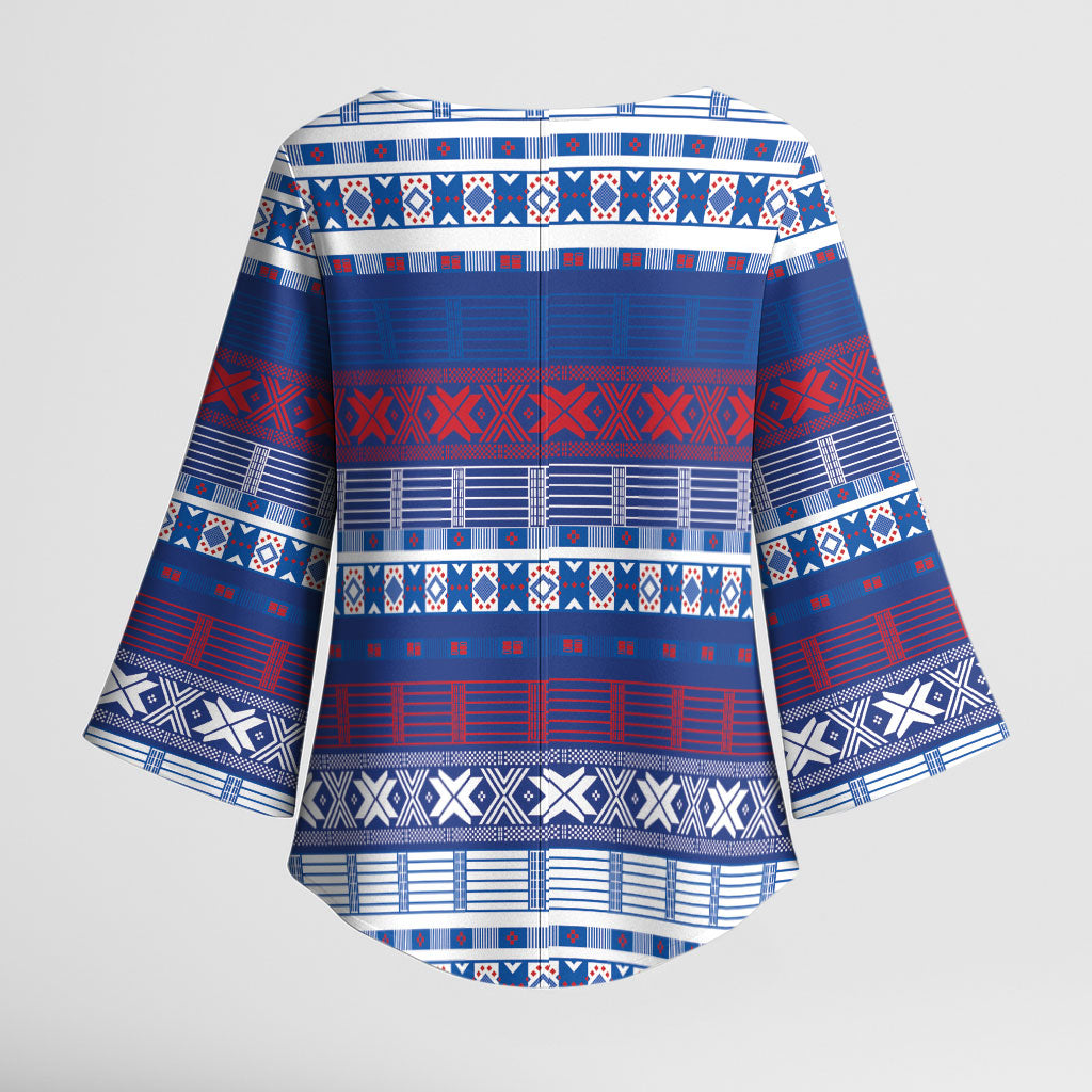Pano De Terra Motifs Cabo Verde Kimono Sleeve Blouse Flag Color