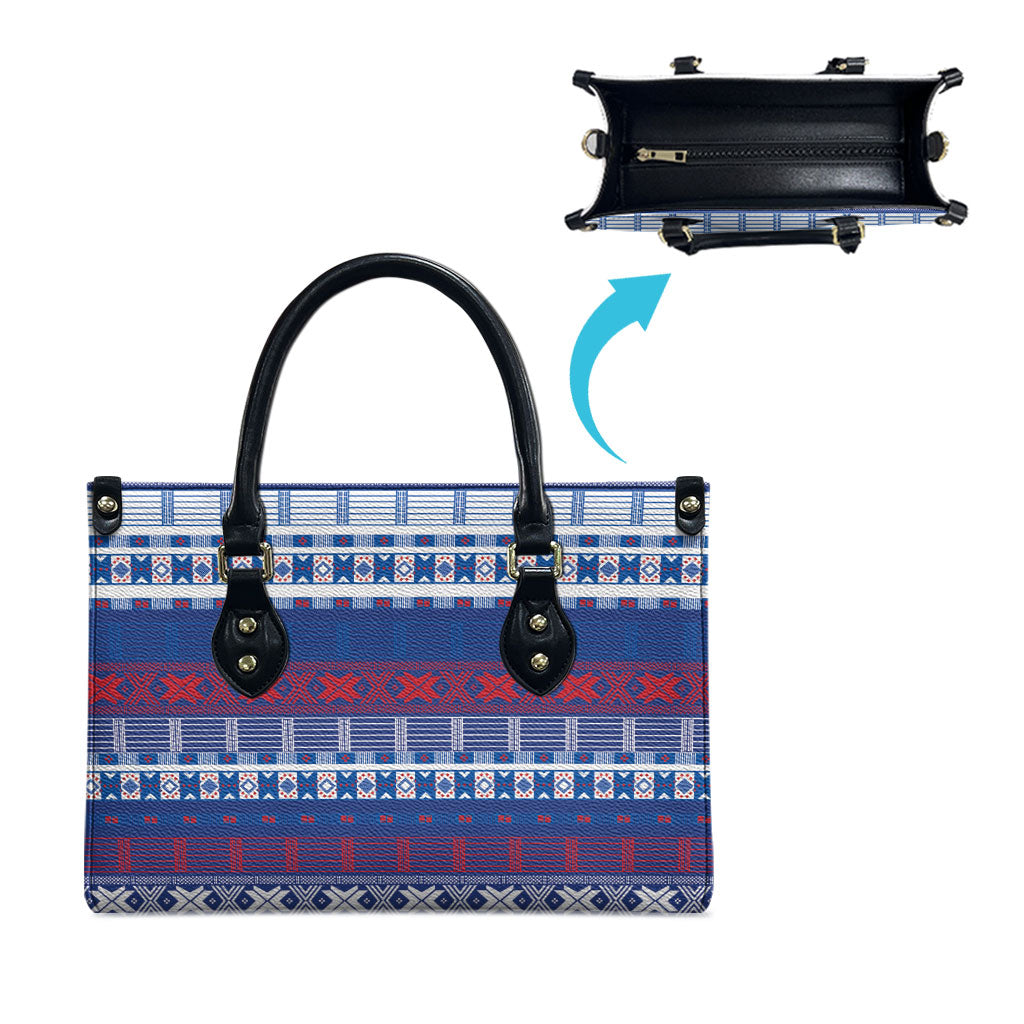 Pano De Terra Motifs Cabo Verde Leather Bag Flag Color