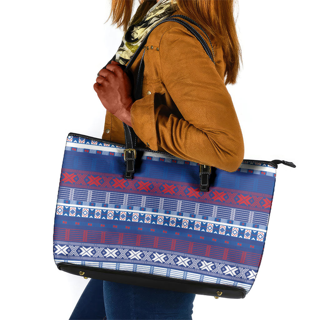 Pano De Terra Motifs Cabo Verde Leather Tote Bag Flag Color