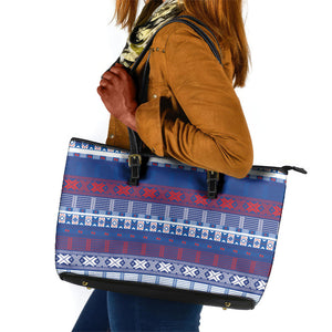 Pano De Terra Motifs Cabo Verde Leather Tote Bag Flag Color