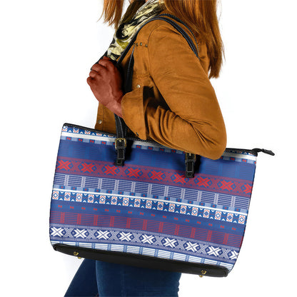 Pano De Terra Motifs Cabo Verde Leather Tote Bag Flag Color