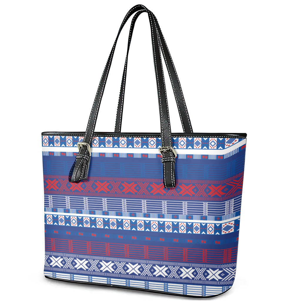 Pano De Terra Motifs Cabo Verde Leather Tote Bag Flag Color