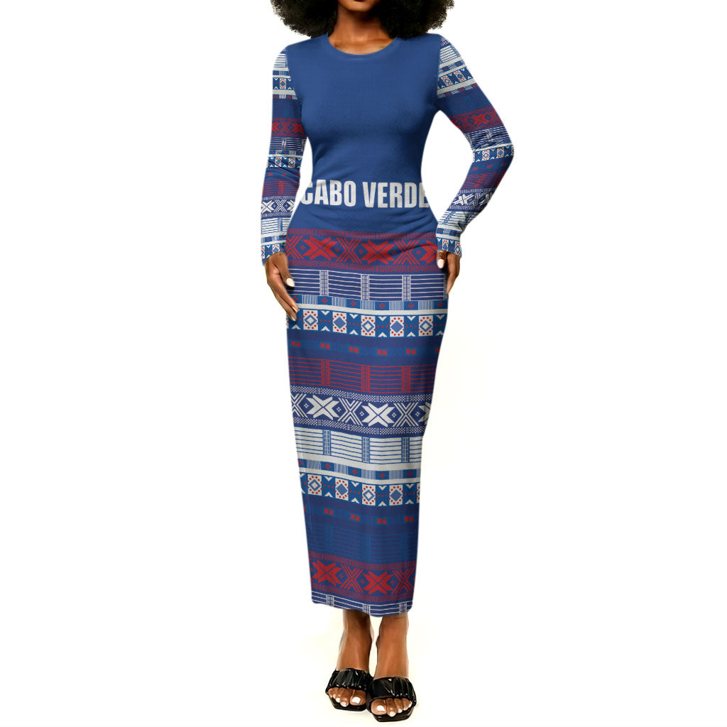 Pano De Terra Motifs Cabo Verde Long Sleeve Bodycon Dress Flag Color