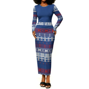 Pano De Terra Motifs Cabo Verde Long Sleeve Bodycon Dress Flag Color