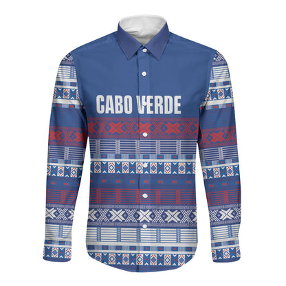 Pano De Terra Motifs Cabo Verde Long Sleeve Button Shirt Flag Color