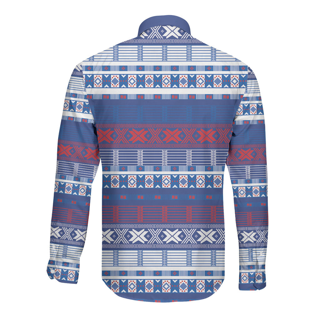 Pano De Terra Motifs Cabo Verde Long Sleeve Button Shirt Flag Color