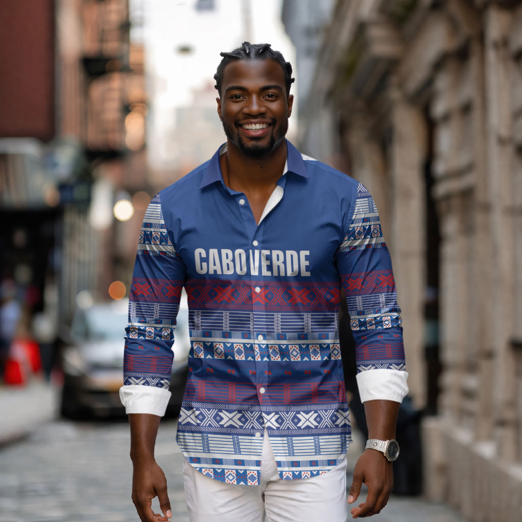 Pano De Terra Motifs Cabo Verde Long Sleeve Button Shirt Flag Color