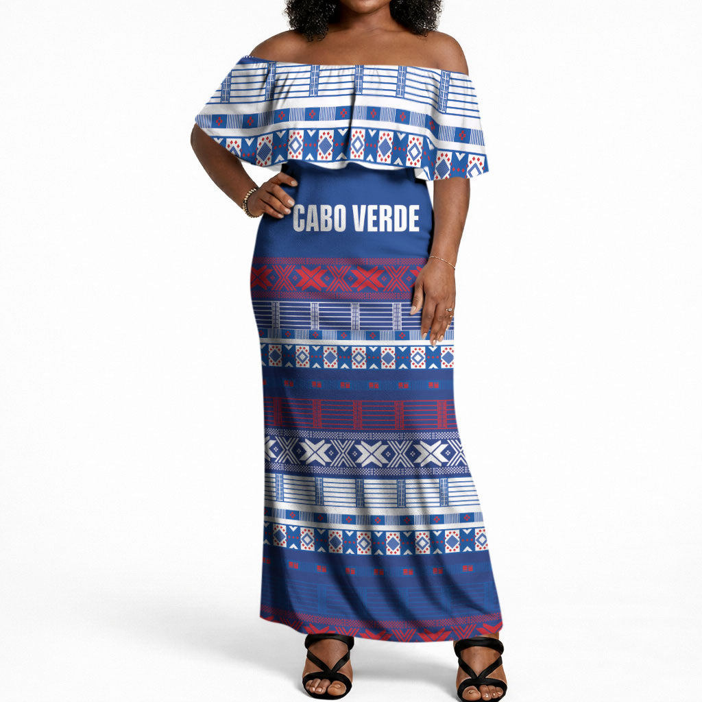 Pano De Terra Motifs Cabo Verde Off Shoulder Maxi Dress Flag Color