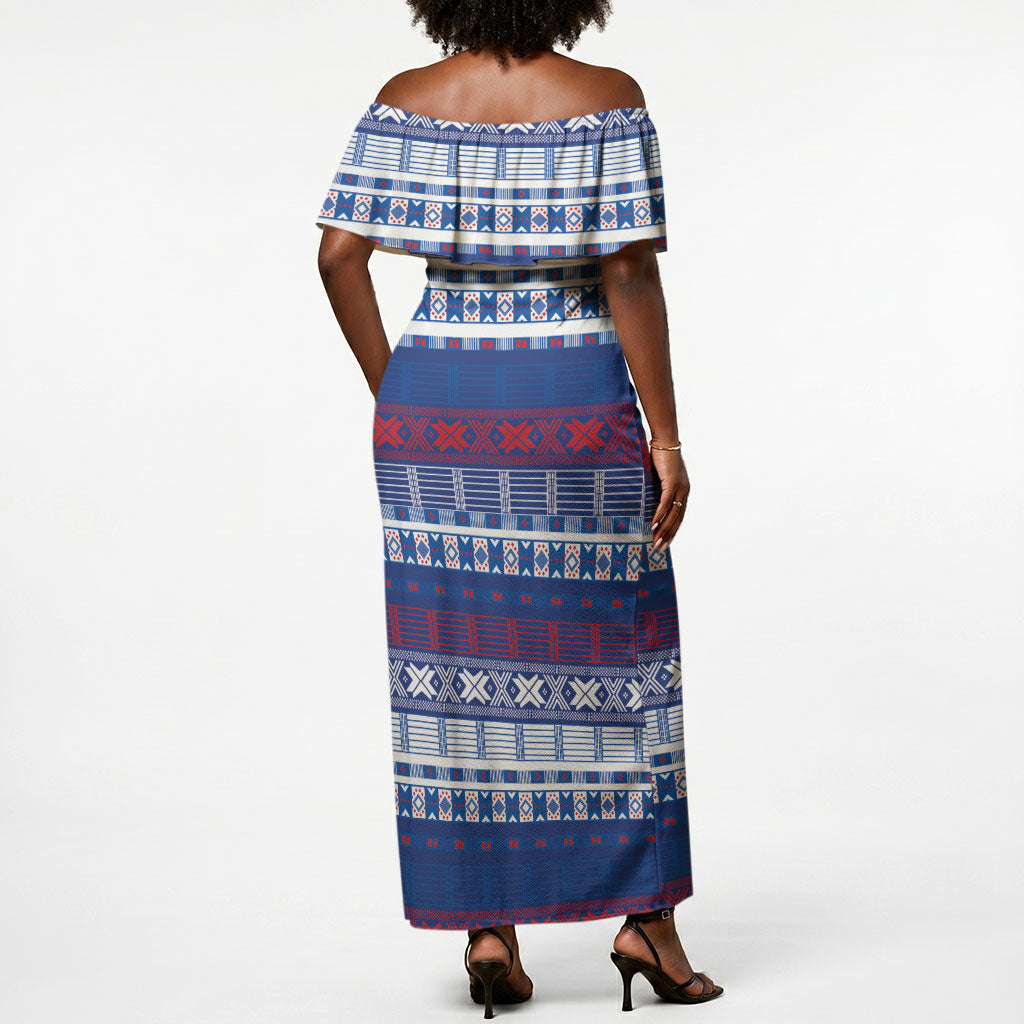 Pano De Terra Motifs Cabo Verde Off Shoulder Maxi Dress Flag Color