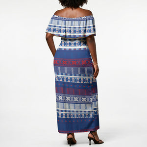 Pano De Terra Motifs Cabo Verde Off Shoulder Maxi Dress Flag Color