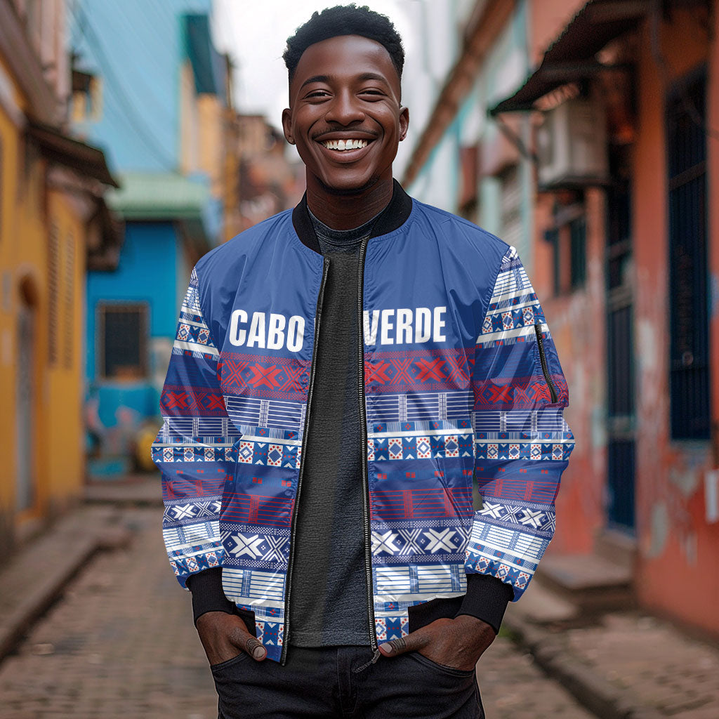 Pano De Terra Motifs Cabo Verde Sleeve Zip Bomber Jacket Flag Color