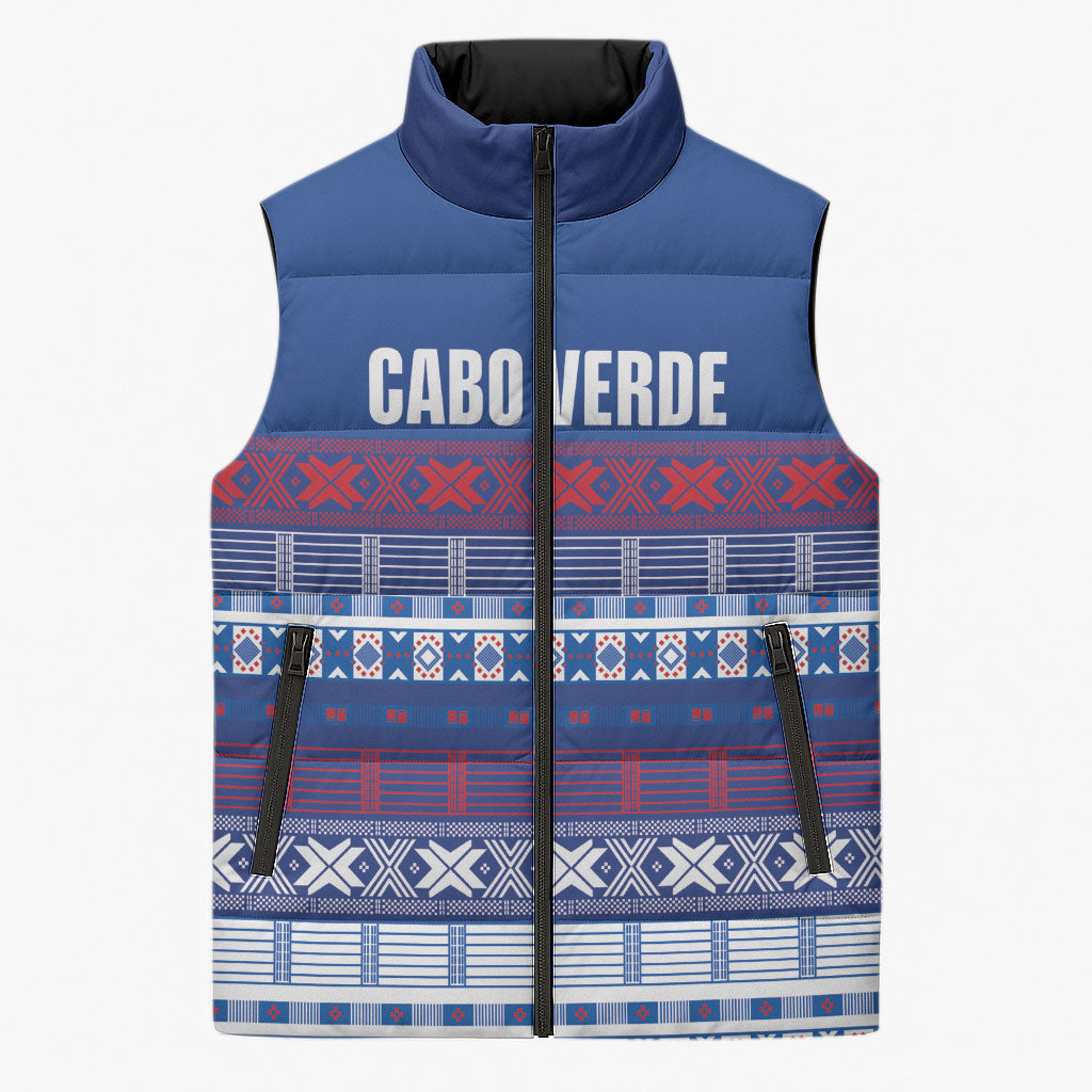 Pano De Terra Motifs Cabo Verde Sleeveless Puffer Jacket Flag Color