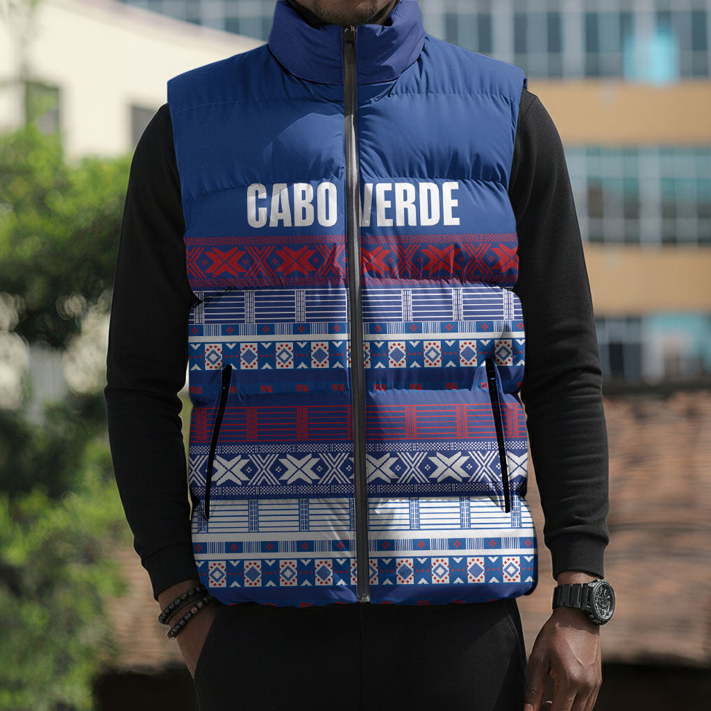 Pano De Terra Motifs Cabo Verde Sleeveless Puffer Jacket Flag Color