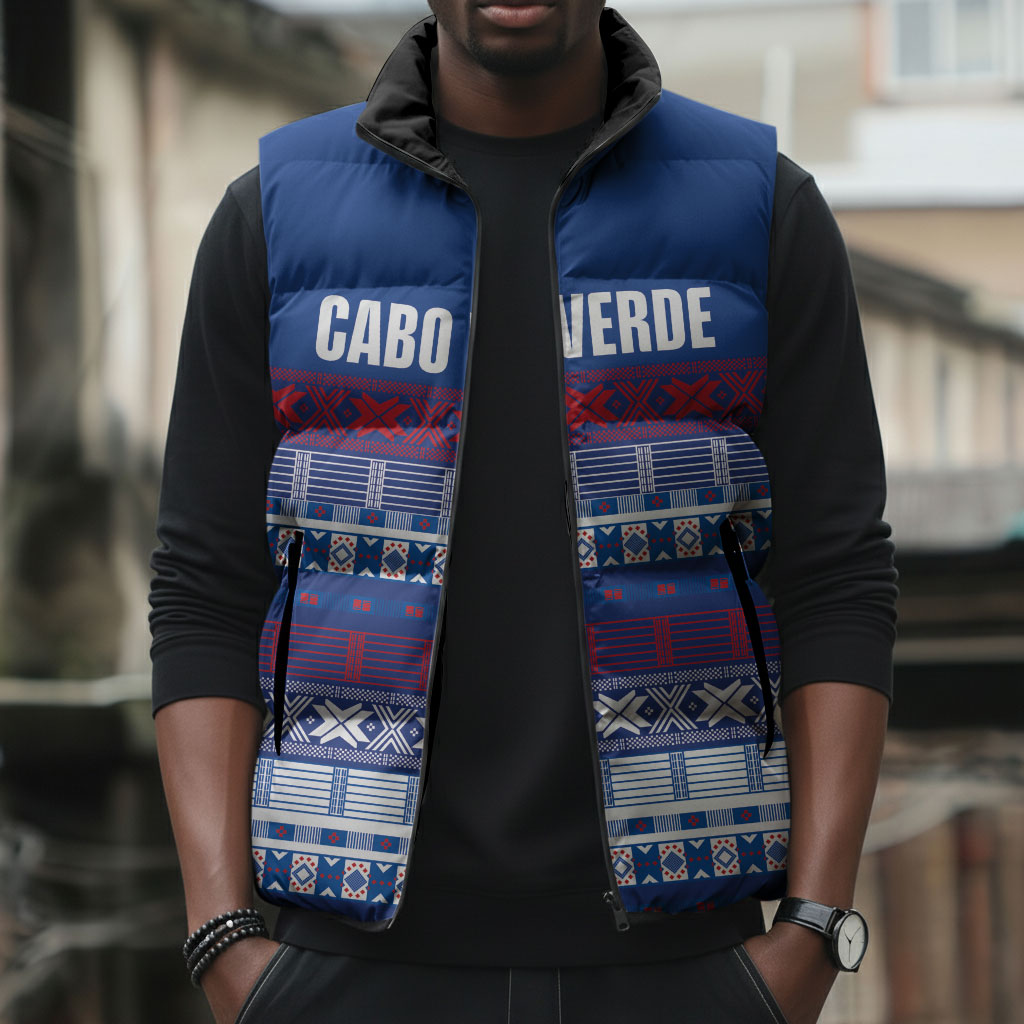 Pano De Terra Motifs Cabo Verde Sleeveless Puffer Jacket Flag Color