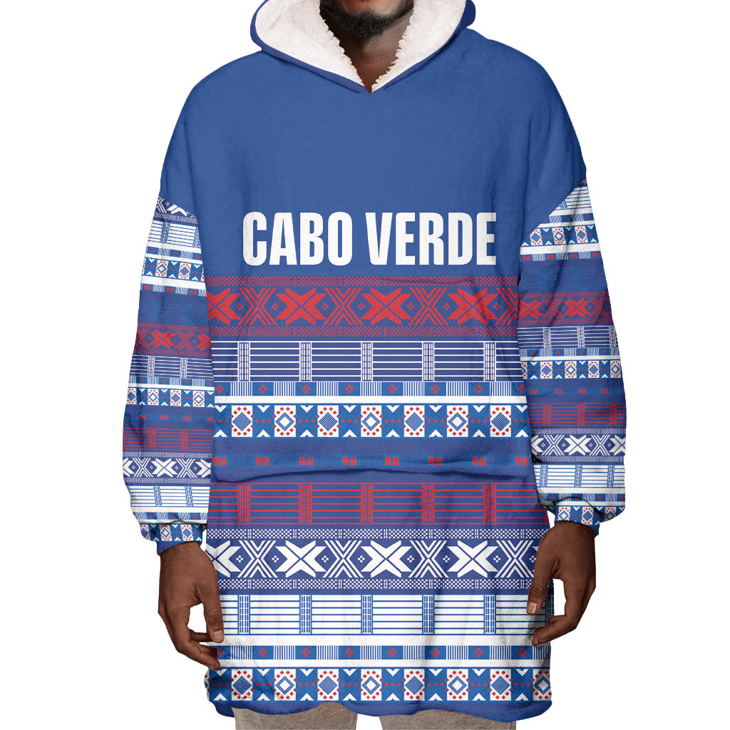 Pano De Terra Motifs Cabo Verde Wearable Blanket Hoodie Flag Color