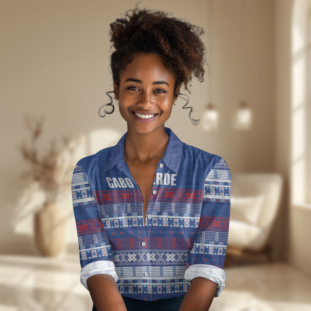 Pano De Terra Motifs Cabo Verde Women Casual Shirt Flag Color