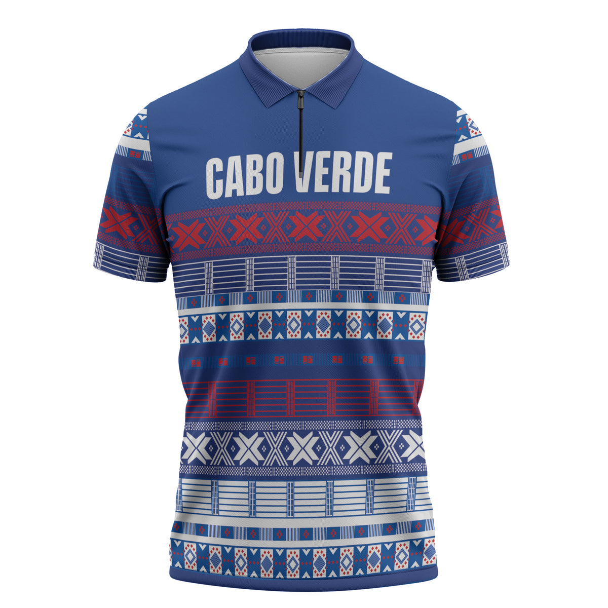 Pano De Terra Motifs Cabo Verde Zipper Polo Shirt Flag Color