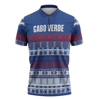 Pano De Terra Motifs Cabo Verde Zipper Polo Shirt Flag Color