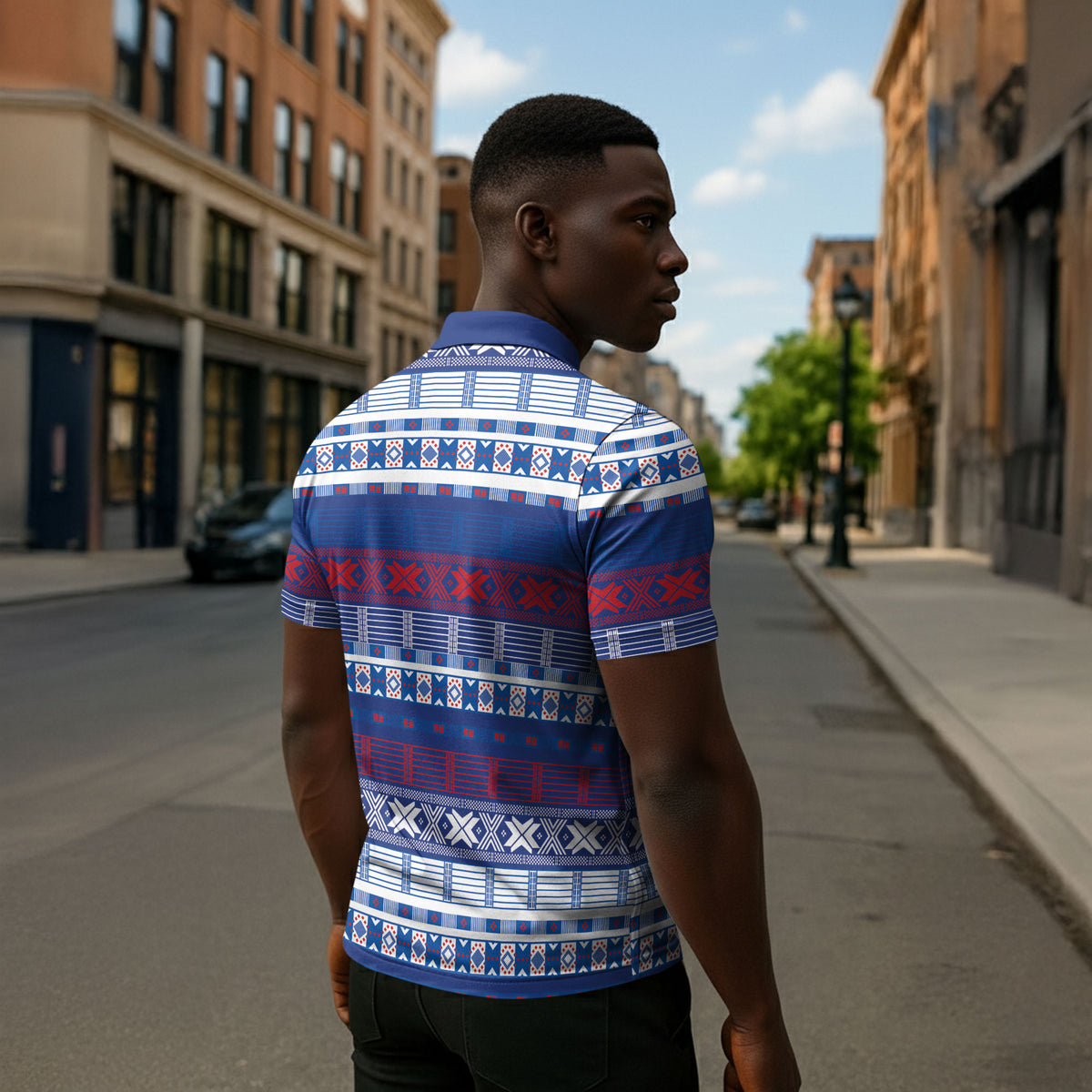 Pano De Terra Motifs Cabo Verde Zipper Polo Shirt Flag Color