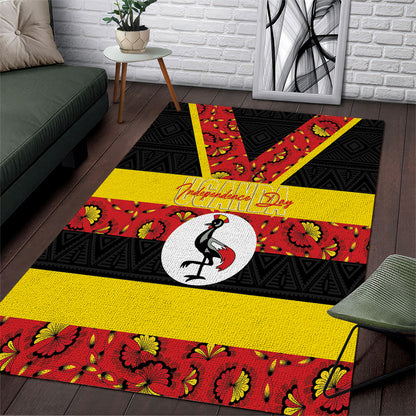 Uganda Independence Day Area Rug Ugandan Kitenge African Pattern
