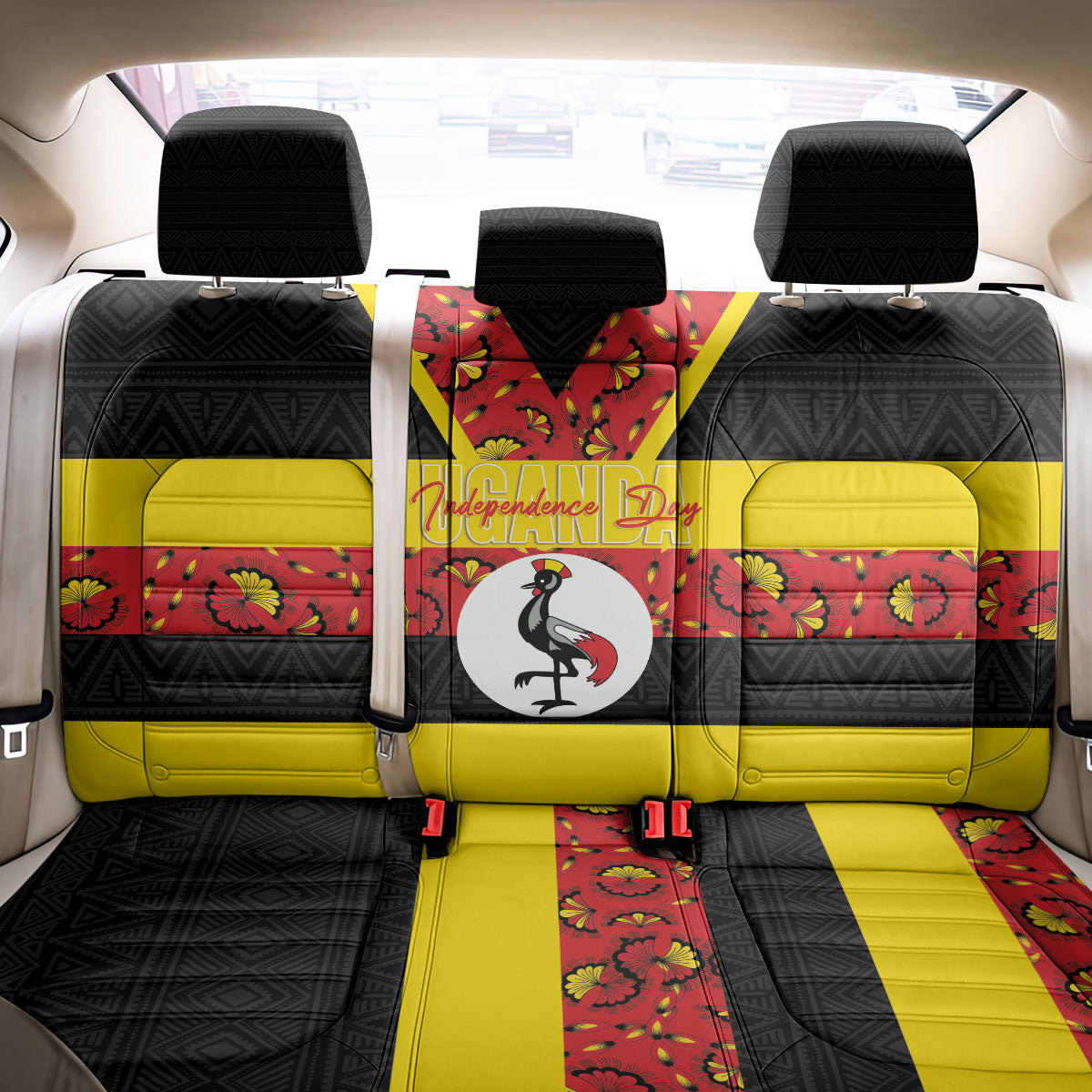 Uganda Independence Day Back Car Seat Cover Ugandan Kitenge African Pattern