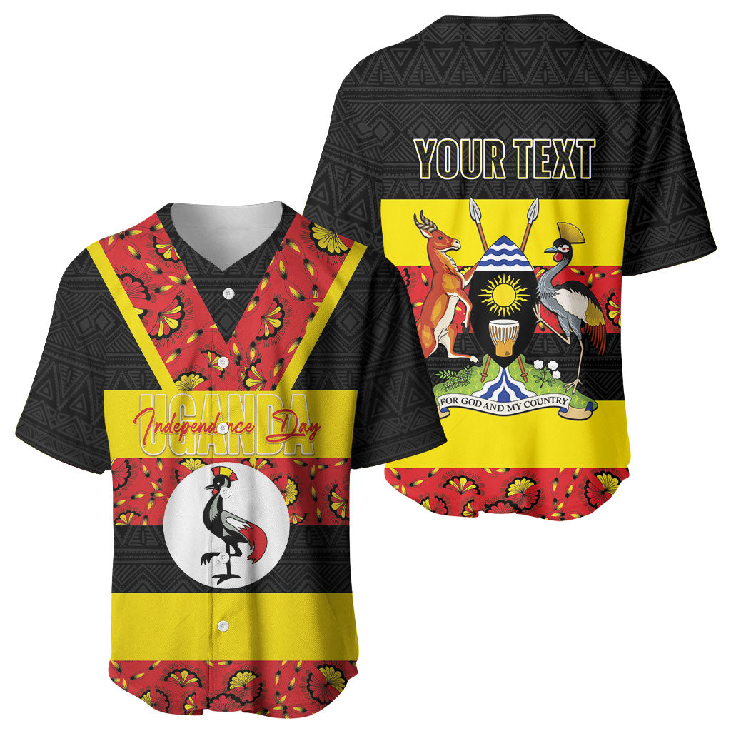 Personalized Uganda Independence Day Baseball Jersey Ugandan Kitenge African Pattern