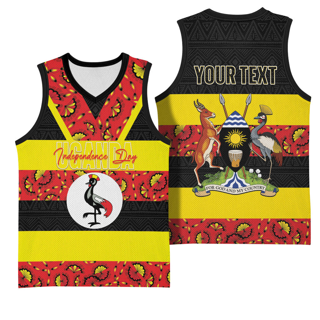 Personalized Uganda Independence Day Basketball Jersey Ugandan Kitenge African Pattern