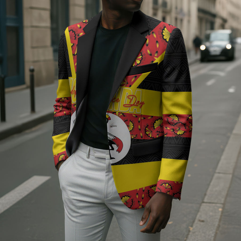 Personalized Uganda Independence Day Blazer Ugandan Kitenge African Pattern
