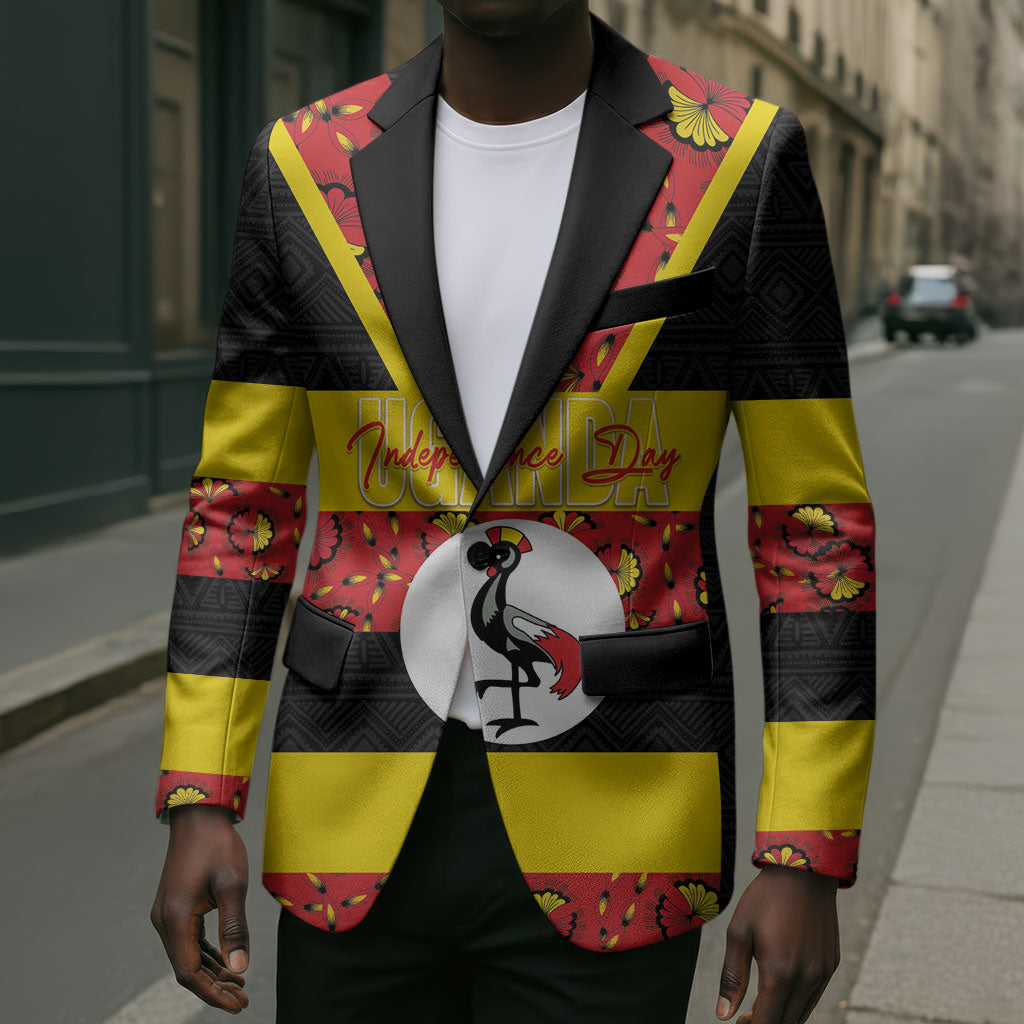 Personalized Uganda Independence Day Blazer Ugandan Kitenge African Pattern