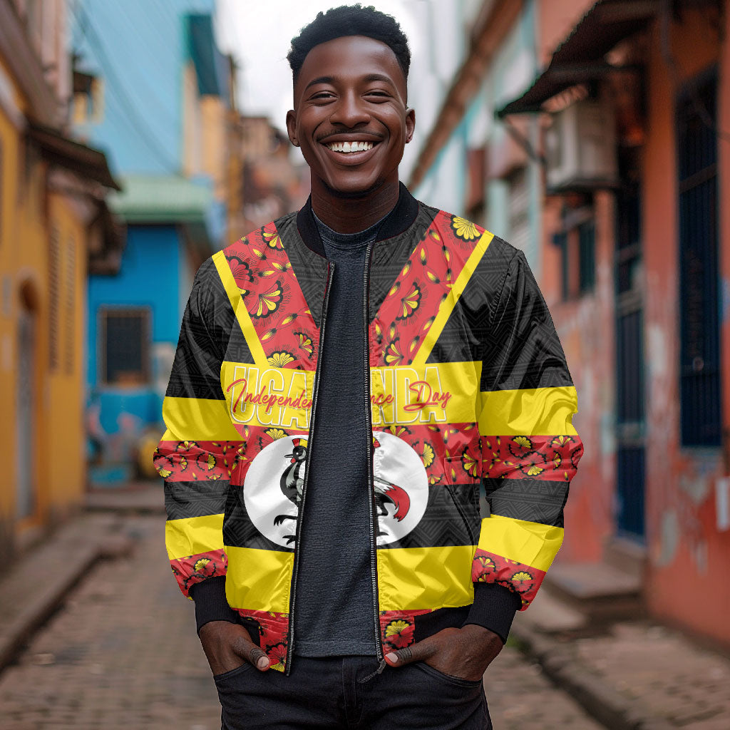 Personalized Uganda Independence Day Bomber Jacket Ugandan Kitenge African Pattern