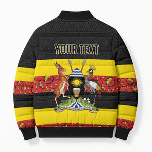 Personalized Uganda Independence Day Bomber Puffer Jacket Ugandan Kitenge African Pattern
