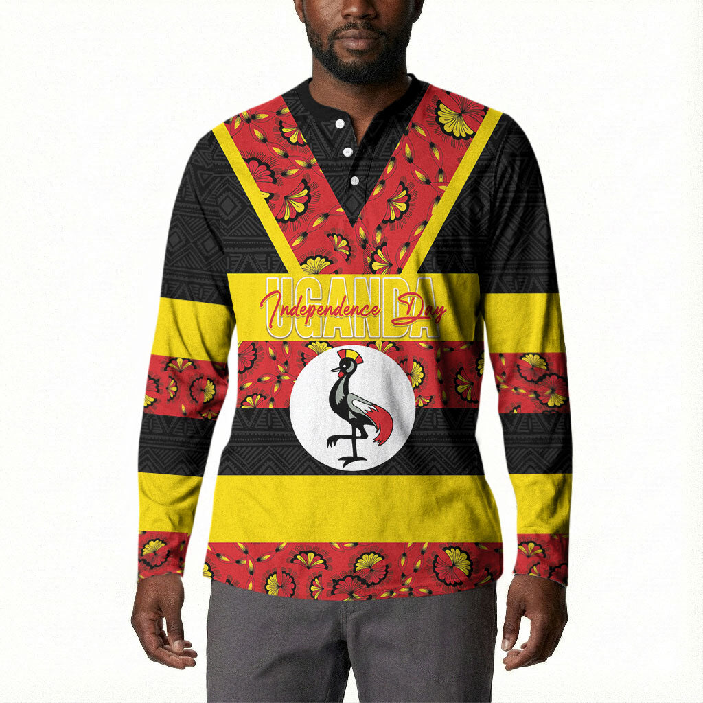 Personalized Uganda Independence Day Button Sweatshirt Ugandan Kitenge African Pattern