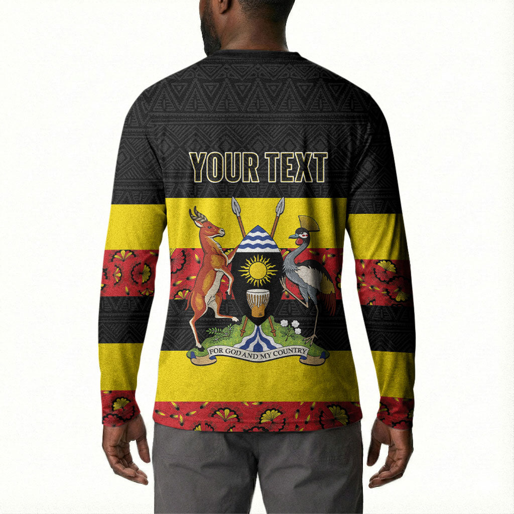 Personalized Uganda Independence Day Button Sweatshirt Ugandan Kitenge African Pattern