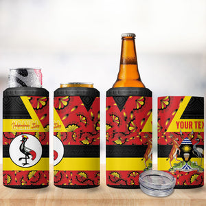 Personalized Uganda Independence Day 4 in 1 Can Cooler Tumbler Ugandan Kitenge African Pattern
