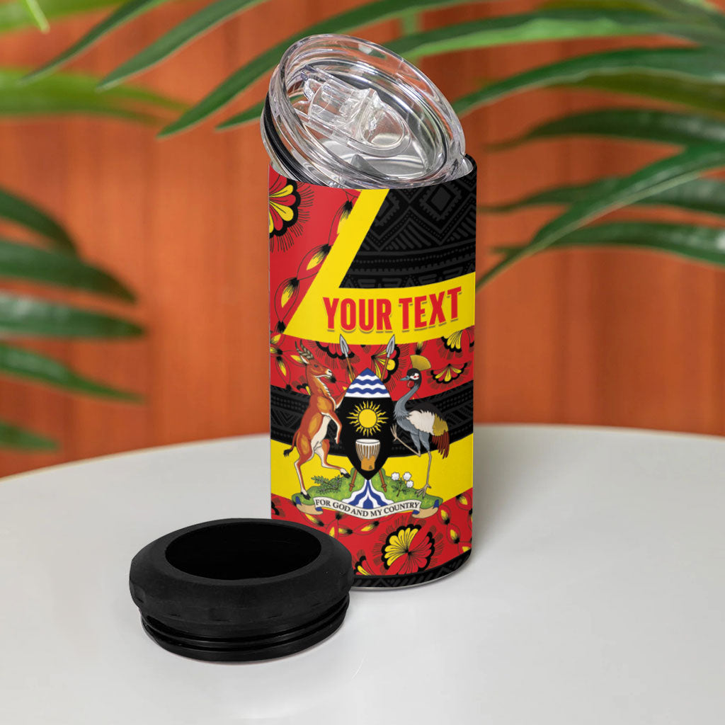 Personalized Uganda Independence Day 4 in 1 Can Cooler Tumbler Ugandan Kitenge African Pattern