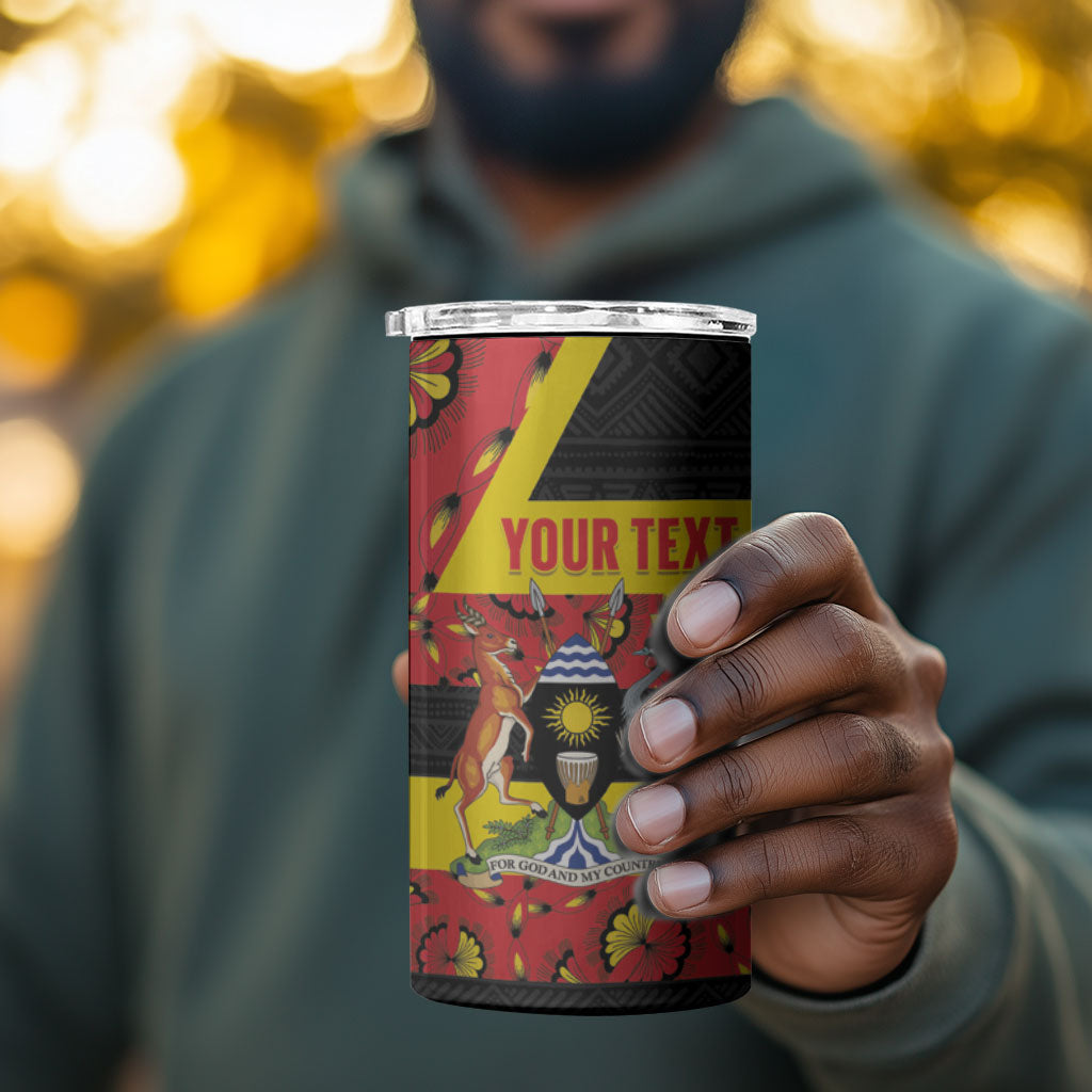 Personalized Uganda Independence Day 4 in 1 Can Cooler Tumbler Ugandan Kitenge African Pattern