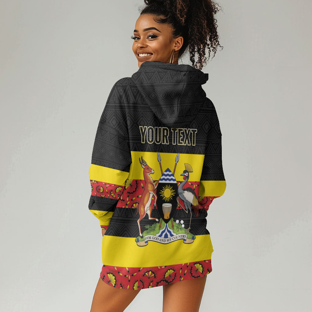 Personalized Uganda Independence Day Hoodie Dress Ugandan Kitenge African Pattern