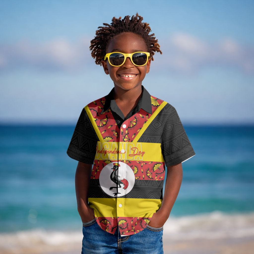 Personalized Uganda Independence Day Kid Hawaiian Shirt Ugandan Kitenge African Pattern
