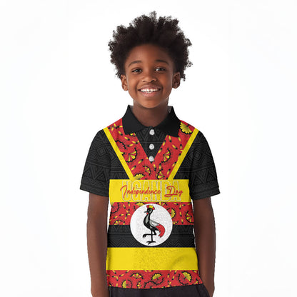 Personalized Uganda Independence Day Kid Polo Shirt Ugandan Kitenge African Pattern