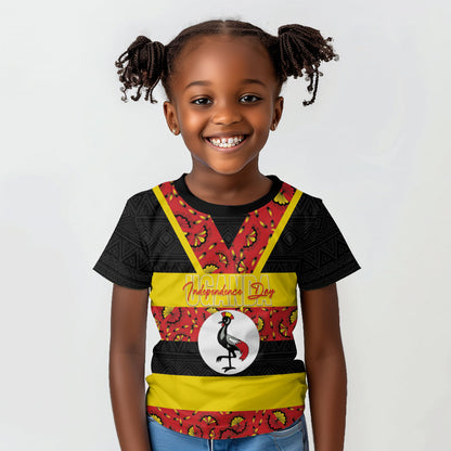 Personalized Uganda Independence Day Kid T shirt Ugandan Kitenge African Pattern