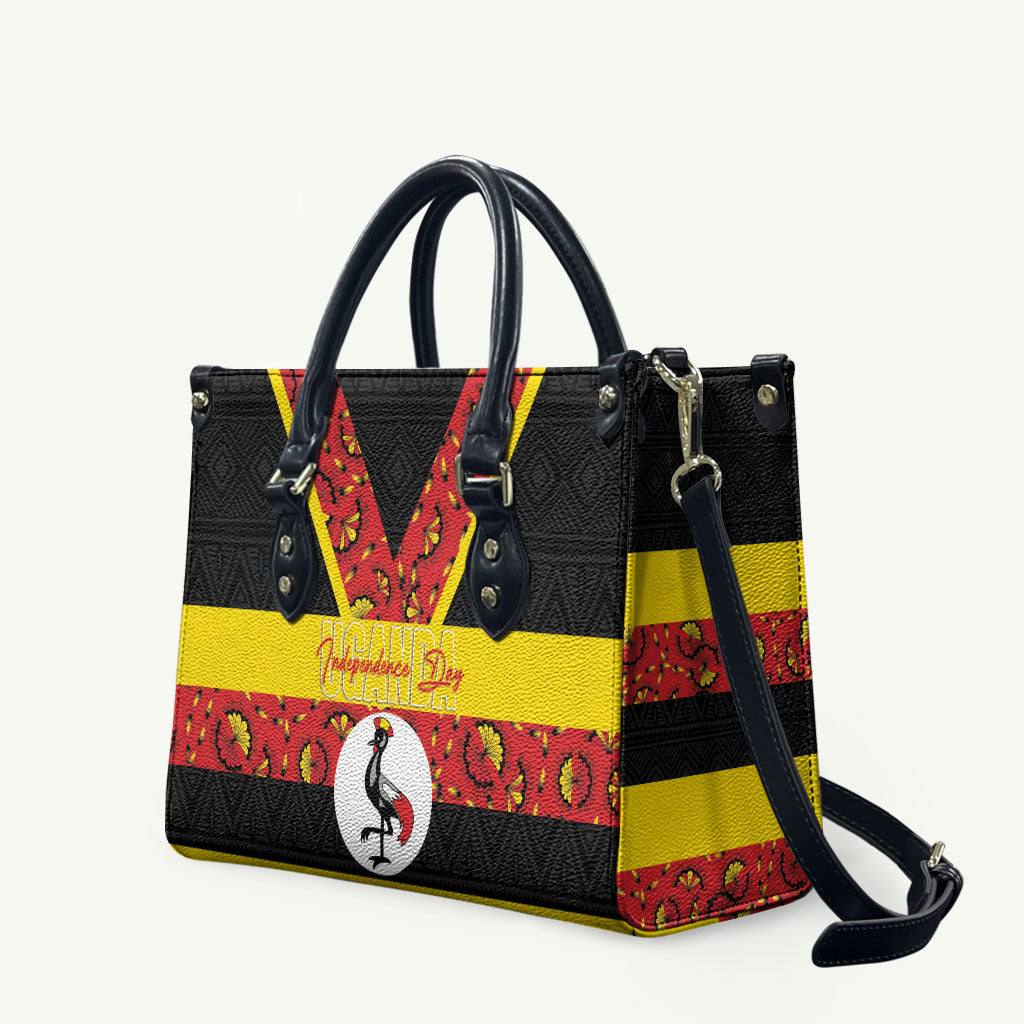Uganda Independence Day Leather Bag Ugandan Kitenge African Pattern