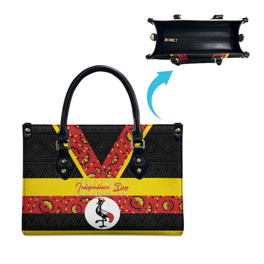 Uganda Independence Day Leather Bag Ugandan Kitenge African Pattern