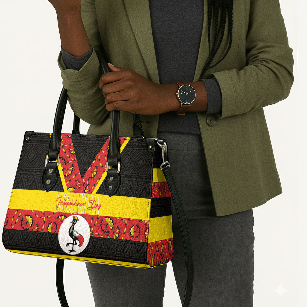 Uganda Independence Day Leather Bag Ugandan Kitenge African Pattern