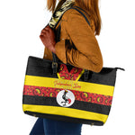 Uganda Independence Day Leather Tote Bag Ugandan Kitenge African Pattern