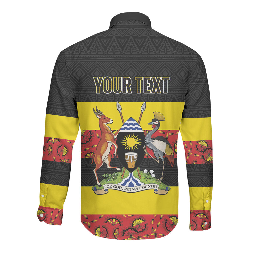 Personalized Uganda Independence Day Long Sleeve Button Shirt Ugandan Kitenge African Pattern