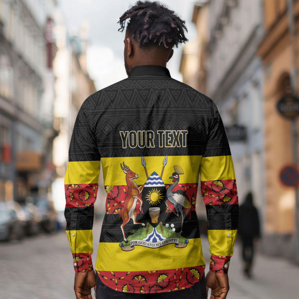 Personalized Uganda Independence Day Long Sleeve Button Shirt Ugandan Kitenge African Pattern